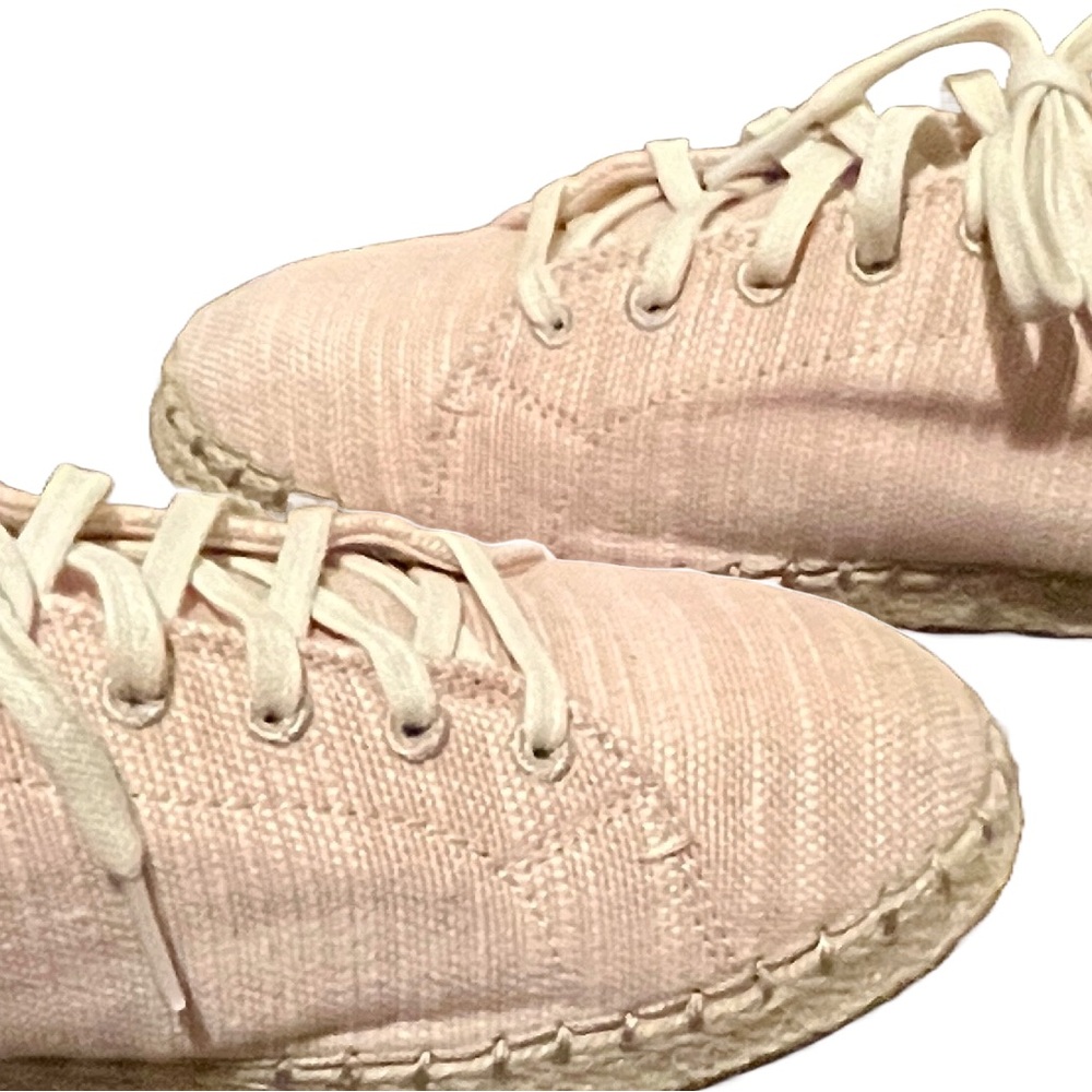 TOMS Pink Canvas with Jute/Rubber Sole, Size 8.5
